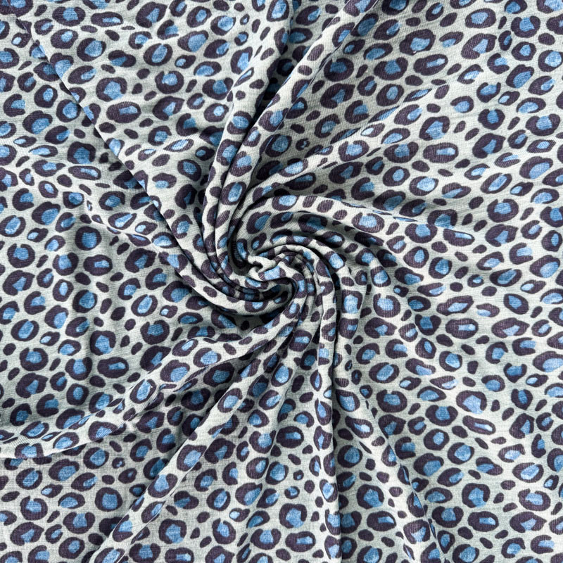 101225/7 Wool 1x1 Rib, printed, green & blue